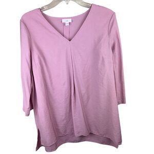 J Jill Top Womens Small Purple V-Neck Long Sleeve Flowy Lagenook Blouse